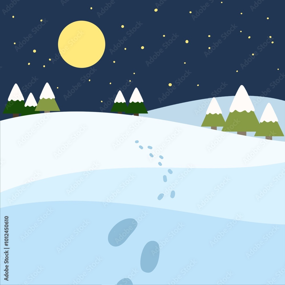 Fototapeta premium Winter illustration,겨울 숲 일러스트