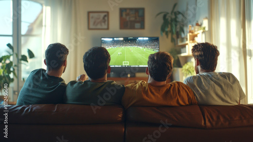Fans looking soccer in TV
