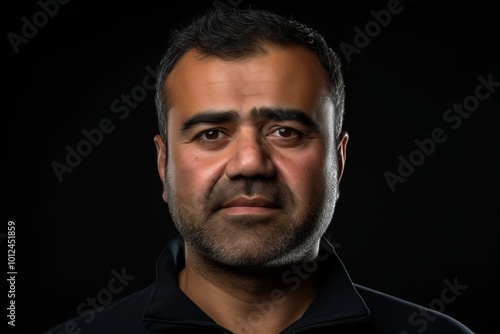 Portrait of a bearded man on a black background in the studio