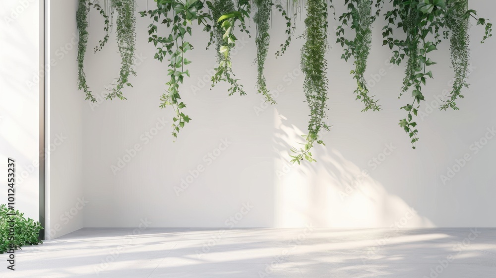 Obraz premium Serene Indoor Space with Hanging Greenery