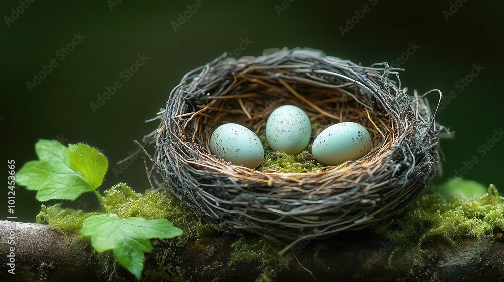 delicate nest of a chipping sparrow crafted from twigs and grass thoughtfully perched on a branch cradling three tiny eggs in a soft mossy cup encapsulating the beauty of nature delicate nest of a chipping sparrow crafted from twigs and grass thoughtfully perched on a branch cradling three tiny eggs in a soft mossy cup encapsulating the beauty of nature