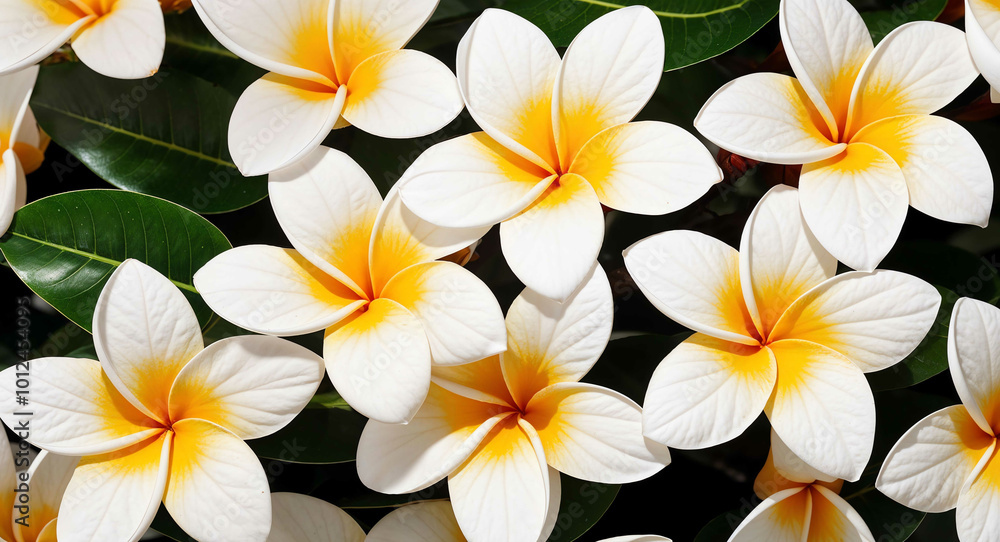 White plumeria flowers background White plumeria flowers background