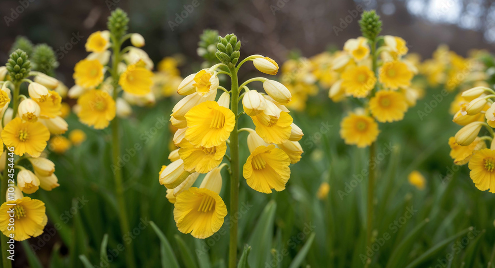 Obraz premium Yellow corydalis flowers background
