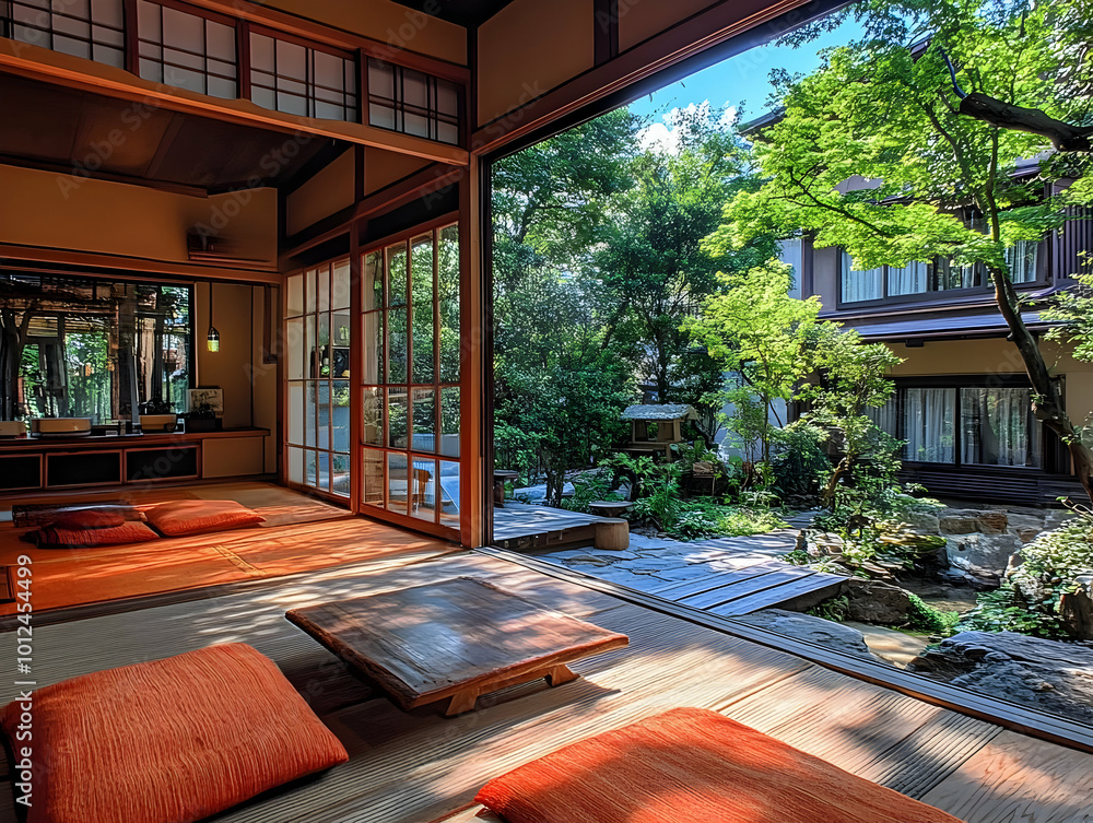 Serene Japanese Traditional Home Photo - Tranquil Garden View