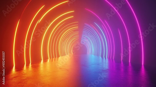 3d render, abstract multicolor spectrum background, bright orange blue neon rays and colorful glowing lines 