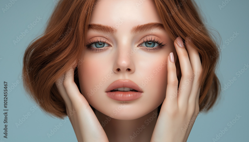Stunning Woman with Red Hair, Blue Eyes, and Flawless Skin Stunning Woman with Red Hair, Blue Eyes, and Flawless Skin