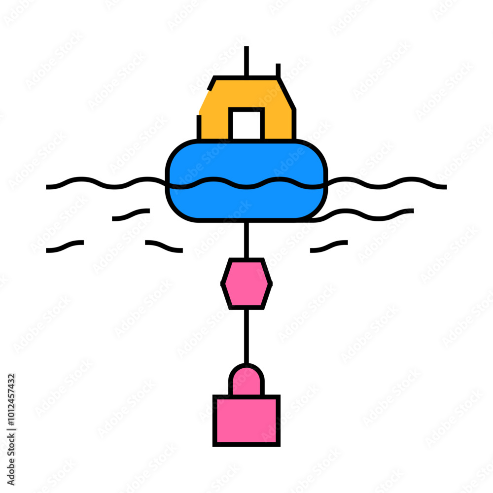 Obraz premium floating generator tidal power plant line icon vector. floating generator tidal power plant sign. isolated symbol illustration
