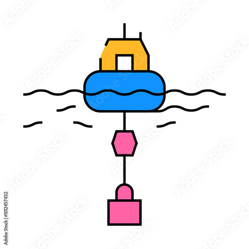 floating generator tidal power plant line icon vector. floating generator tidal power plant sign. isolated symbol illustration