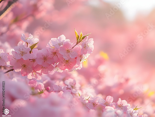 Pink Cherry Blossoms Floral Photo