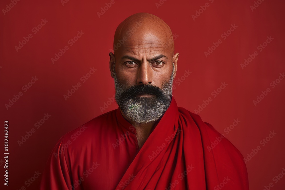 Portrait of a bald Indian man with a beard and mustache. Portrait of a bald Indian man with a beard and mustache.