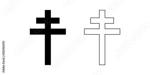 Patriarchal cross sign isolated on white background