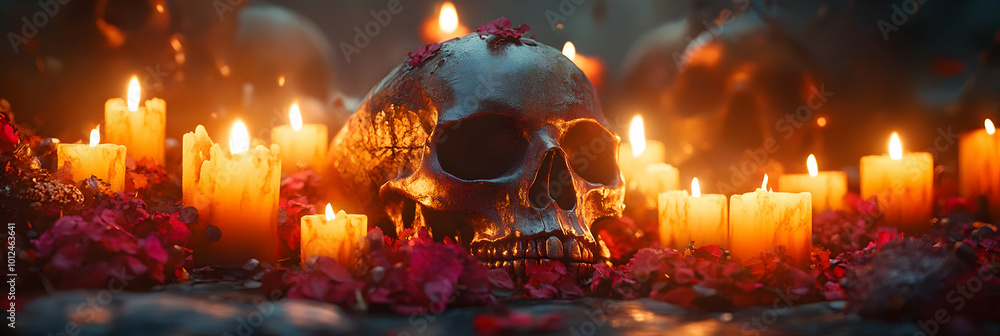 Illustration: Skull and Candles, a Macabre Still Life Illustration: Skull and Candles, a Macabre Still Life
