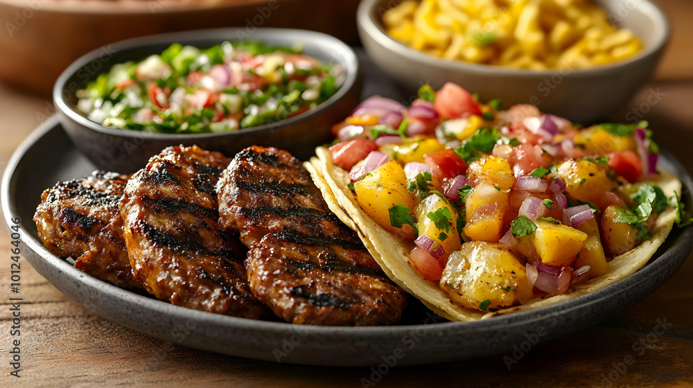 Grilled Meat with Tortilla and Salsa: A Flavorful Meal Grilled Meat with Tortilla and Salsa: A Flavorful Meal