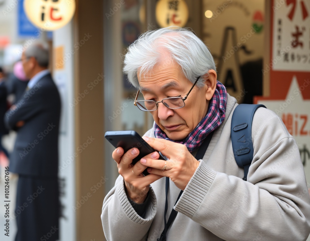 Elderly people using smartphone Elderly people using smartphone