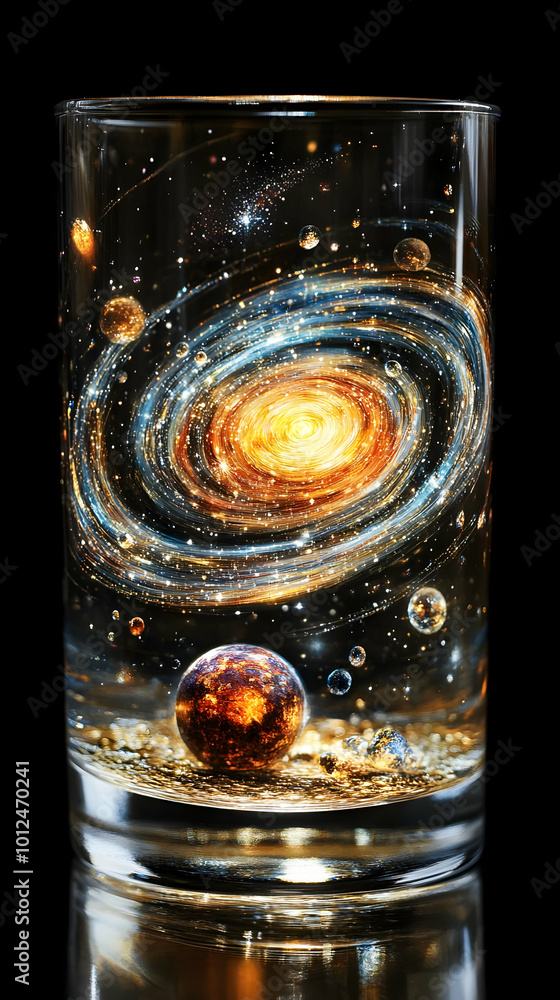 Cosmic Cocktail Hour - Galaxy in a Glass Illustration Cosmic Cocktail Hour - Galaxy in a Glass Illustration