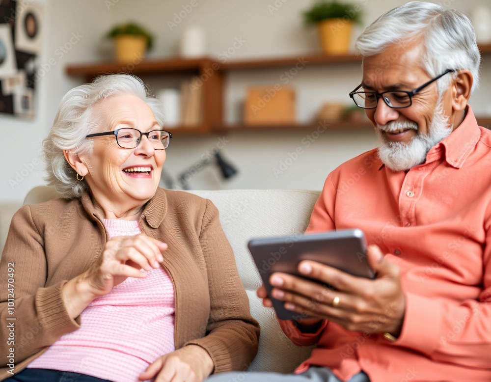 Elderly people using tablet Elderly people using tablet
