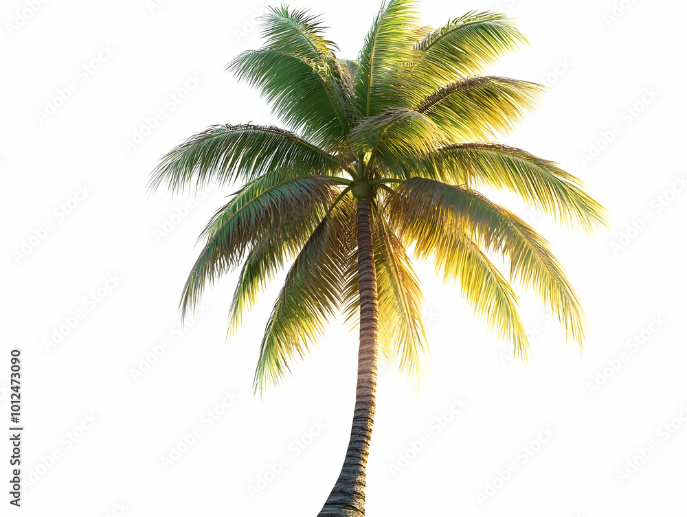 Realistic Coconut Palm Tree on White Background Realistic Coconut Palm Tree on White Background