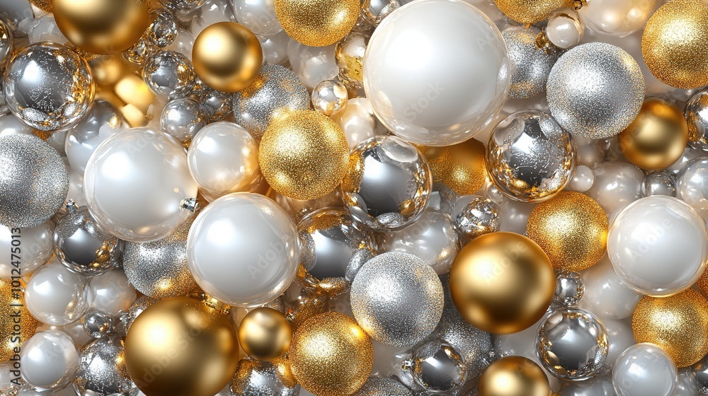 Merry Christmas with gold and silver balls background Merry Christmas with gold and silver balls background