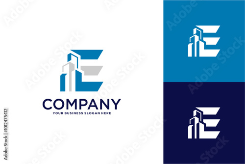building logo design with letter e