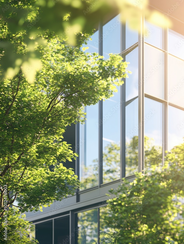Serene Urban Scene: Modern Architecture Meets Nature Serene Urban Scene: Modern Architecture Meets Nature