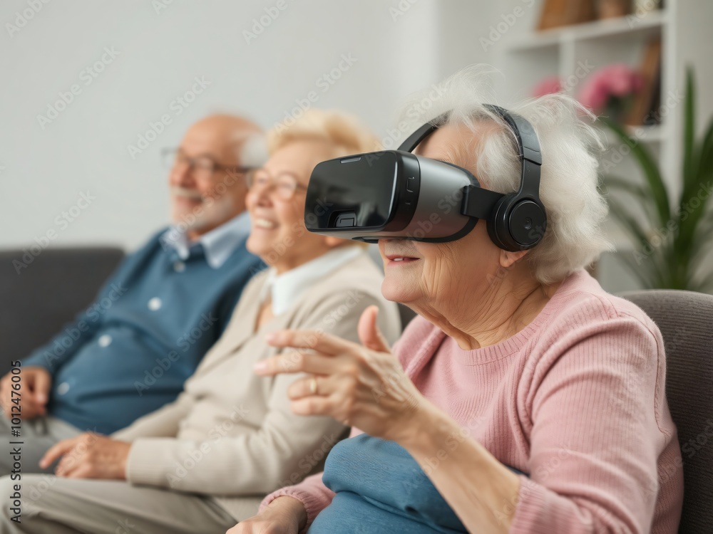 Elderly people using virtual reality Elderly people using virtual reality