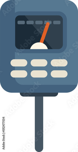 Digital glucometer measuring blood sugar level icon in flat style
