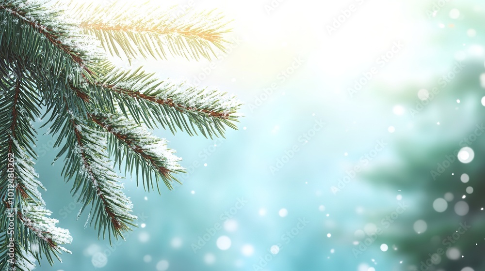 Christmas background with tree branches and snowflakes. Christmas background with tree branches and snowflakes.