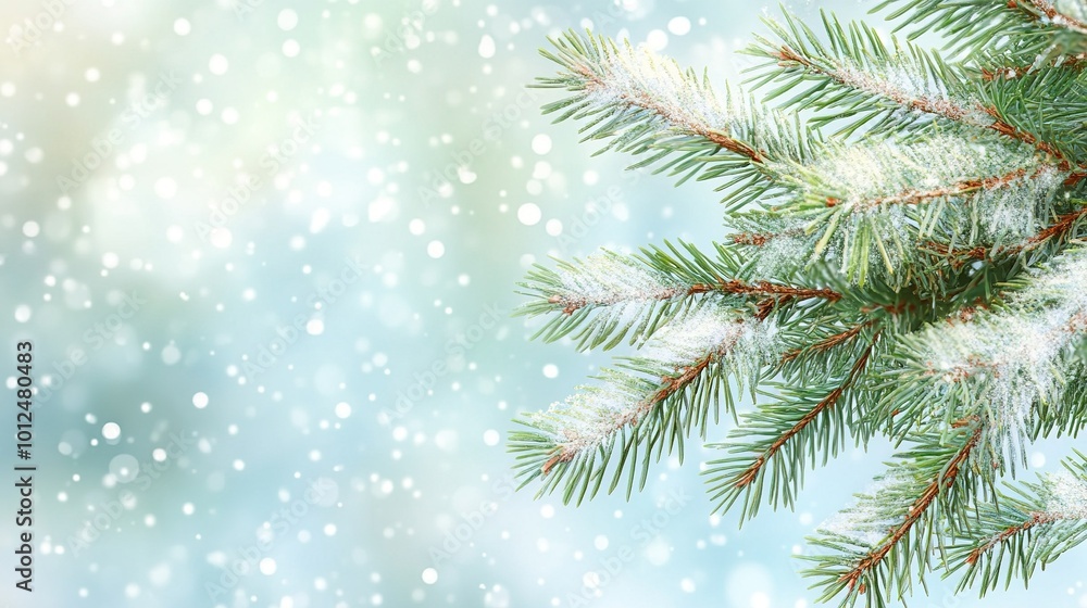 Christmas background with tree branches and snowflakes. Christmas background with tree branches and snowflakes.