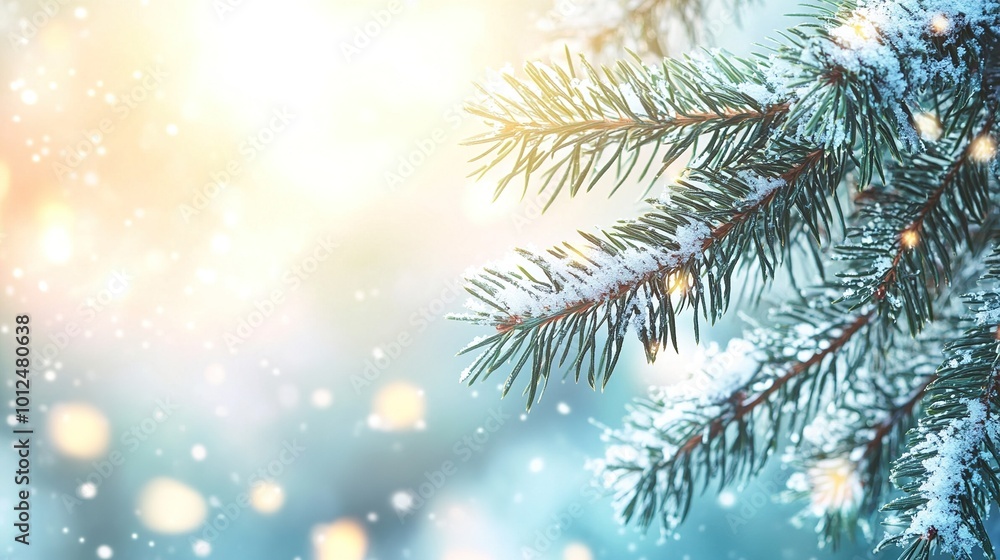 Christmas background with tree branches and snowflakes. Christmas background with tree branches and snowflakes.