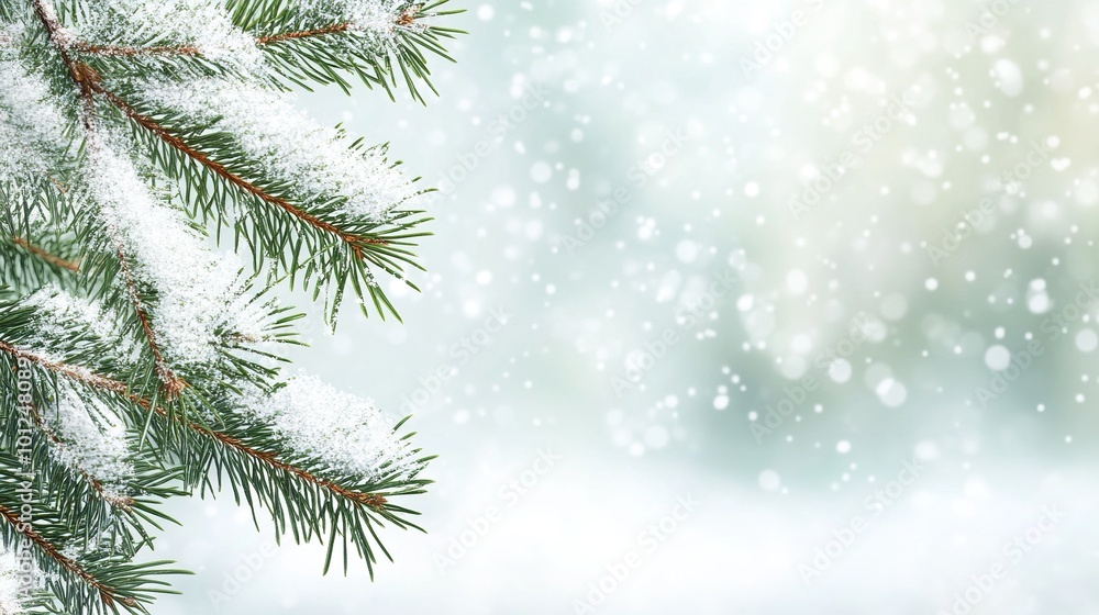 Christmas background with tree branches and snowflakes. Christmas background with tree branches and snowflakes.