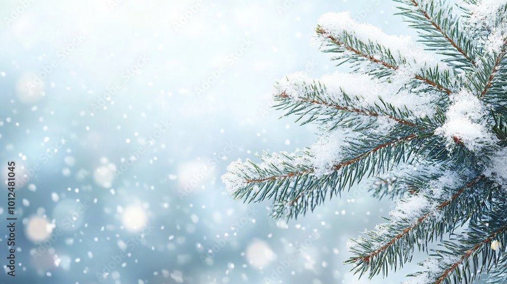 Christmas background with tree branches and snowflakes. Christmas background with tree branches and snowflakes.