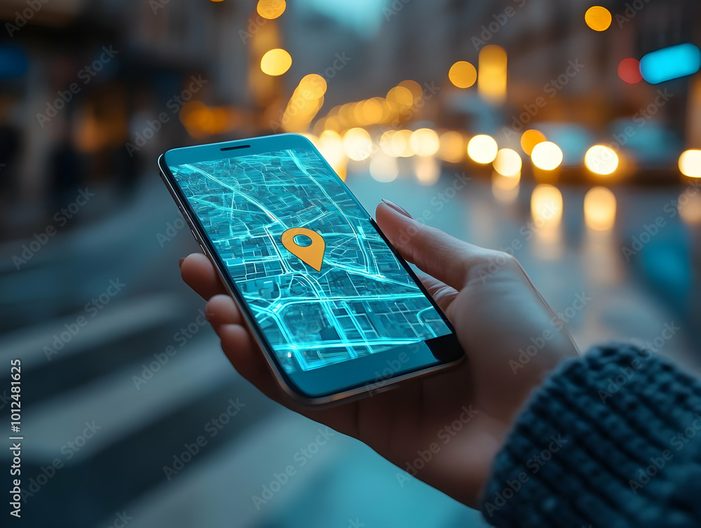 Photo - City Navigation App On Smartphone, GPS Tracking Photo - City Navigation App On Smartphone, GPS Tracking