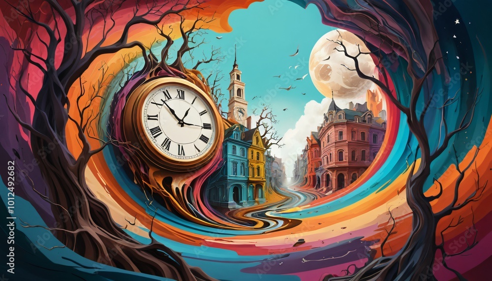 Distorted Reality art style dream like illustration background Distorted Reality art style dream like illustration background