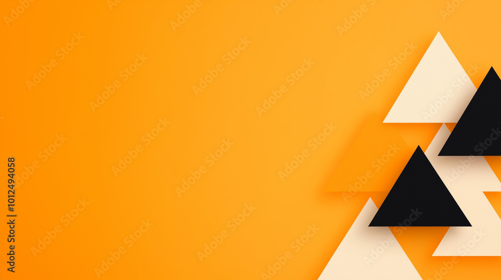 Abstract Triangle Composition on Orange Background Abstract Triangle Composition on Orange Background