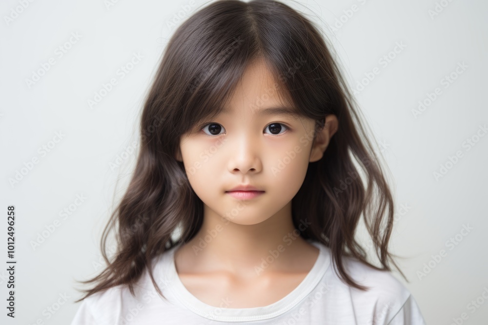 Portrait of little asian girl looking at camera, isolated on white background Portrait of little asian girl looking at camera, isolated on white background
