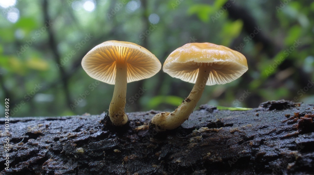 Two Small Mushrooms on a Log Two Small Mushrooms on a Log