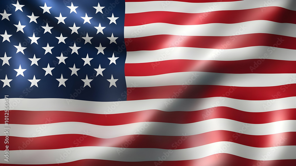American Flag Waving in the Wind, Stripes and Stars, Patriotic Symbol American Flag Waving in the Wind, Stripes and Stars, Patriotic Symbol