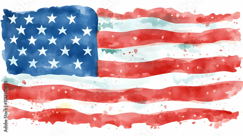 Watercolor American Flag Art: Patriotic Stripes and Stars