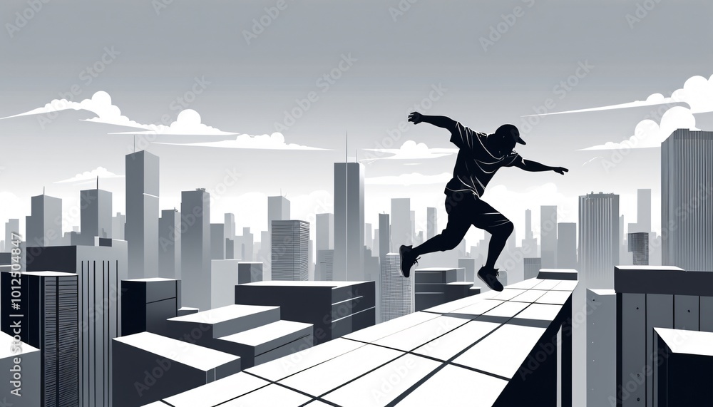 person doing parkour sport simple minimalist illustration person doing parkour sport simple minimalist illustration