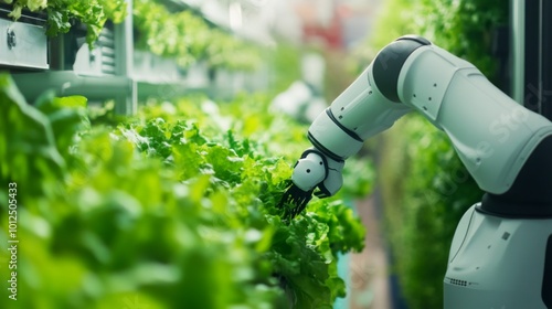 Robotic Arm Harvesting Green Lettuce in an Indoor Farm