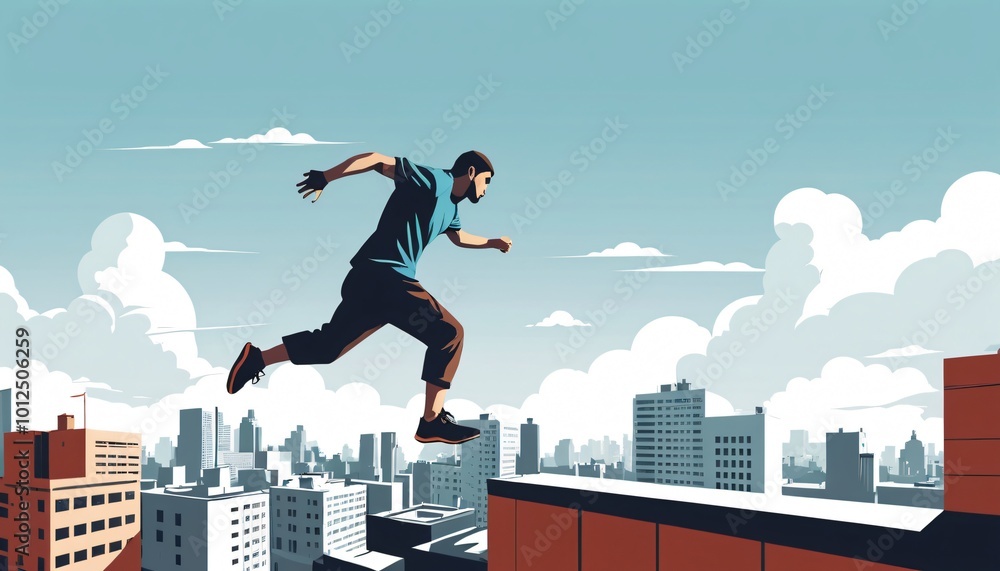 person doing parkour sport simple minimalist illustration person doing parkour sport simple minimalist illustration
