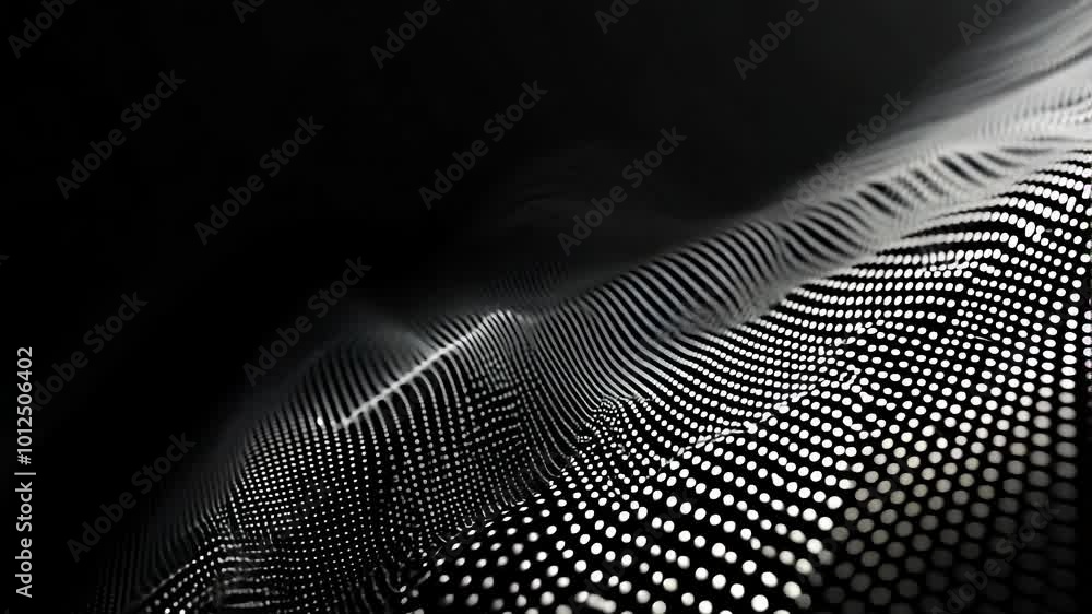 Abstract Black and White Moving Dots and Waves Background Abstract Black and White Moving Dots and Waves Background