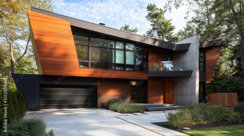 Modern Home with Wood Siding and Large Windows Modern Home with Wood Siding and Large Windows