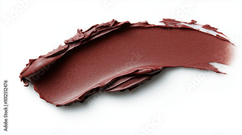 a single, elegant swatch of dusty cinnamon lipstick on white background, with soft color gradients and subtle sheen to highlight the texture and glossiness of lip makeup