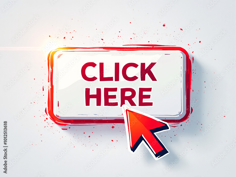 Click here vector web button. Web button with action of arrow pointer ...