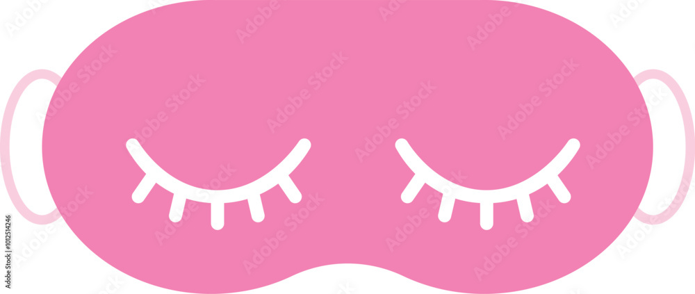 Pink Sleeping mask relaxing closed eyes icon. Pink Sleeping mask relaxing closed eyes icon.