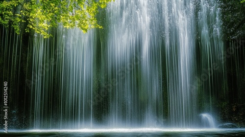 Waterfall in a Lush Green Forest