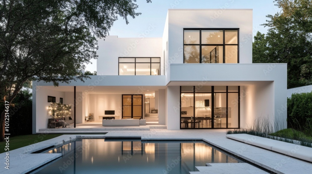 Modern White House with Pool and Minimalist Design Modern White House with Pool and Minimalist Design