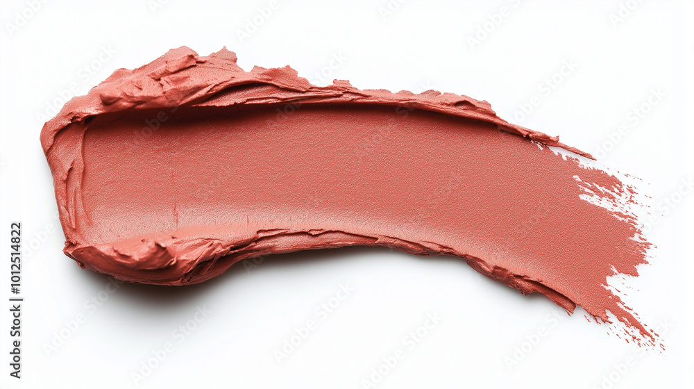 a single, elegant swatch of dusty orange lipstick on white background, with soft color gradients and subtle sheen to highlight the texture and glossiness of lip makeup a single, elegant swatch of dusty orange lipstick on white background, with soft color gradients and subtle sheen to highlight the texture and glossiness of lip makeup