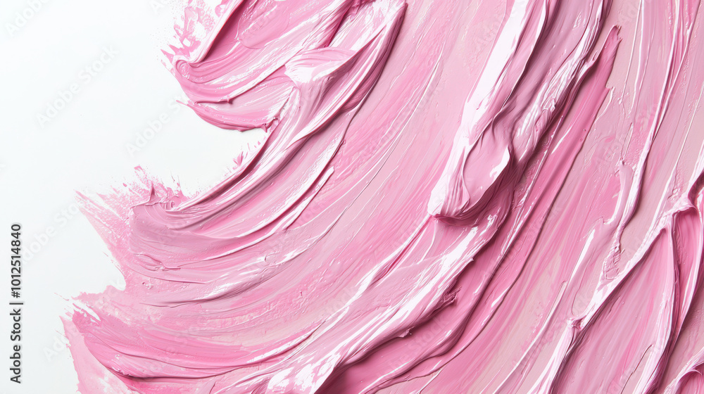 Obraz premium Close-up of strokes of pale pink paint on a white background, hand-drawn. The strokes are very dense and textured. An element for the design. An abstract pattern